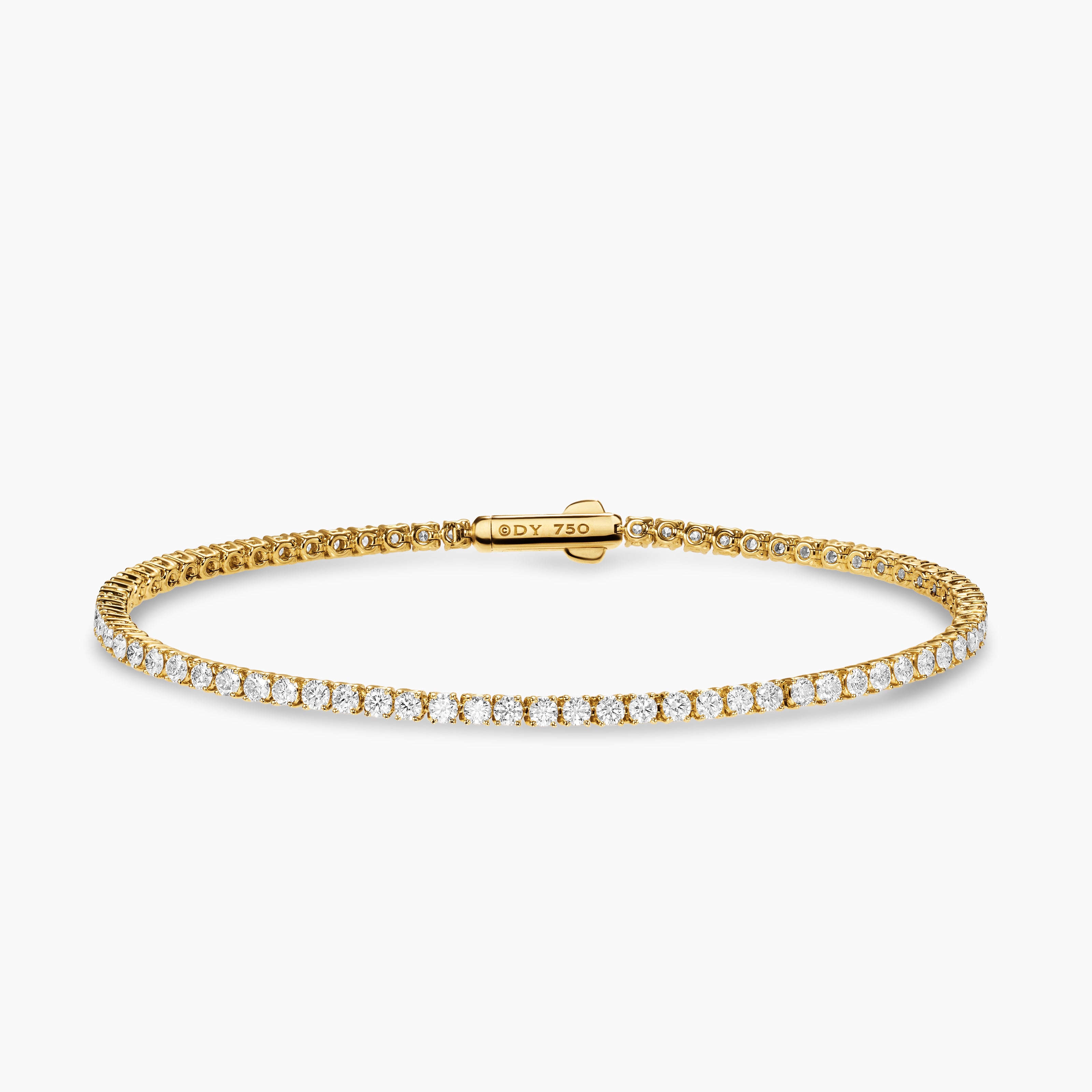Womens Mini Tennis Bracelet in 18K Yellow Gold with Diamonds, 2mm