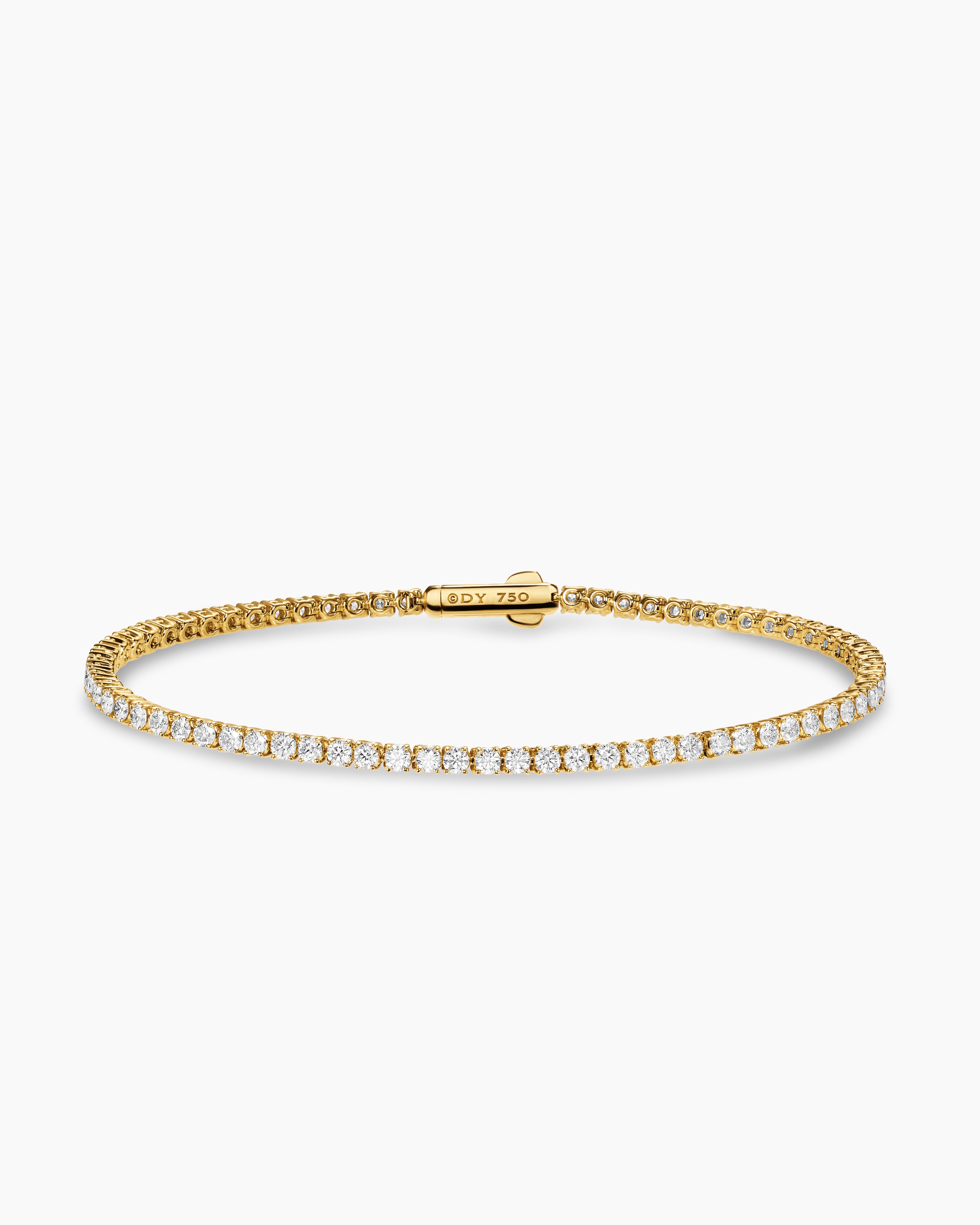 Womens Mini Tennis Bracelet in 18K Yellow Gold with Diamonds, 2mm