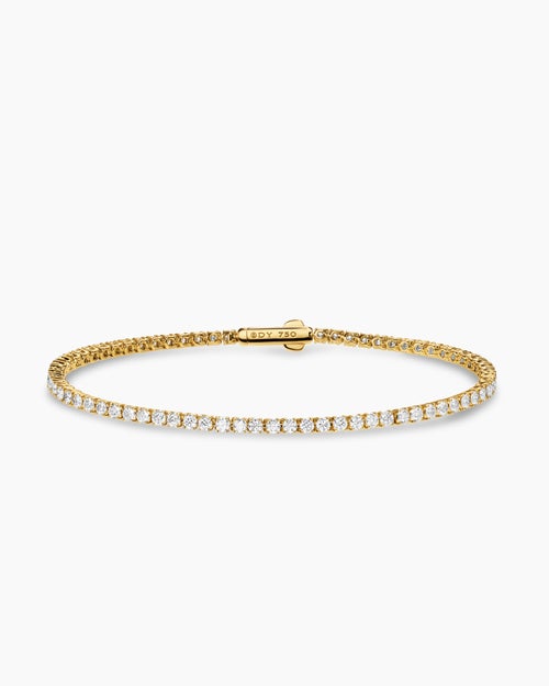 Womens Mini Tennis Bracelet in 18K Yellow Gold with Diamonds, 2mm