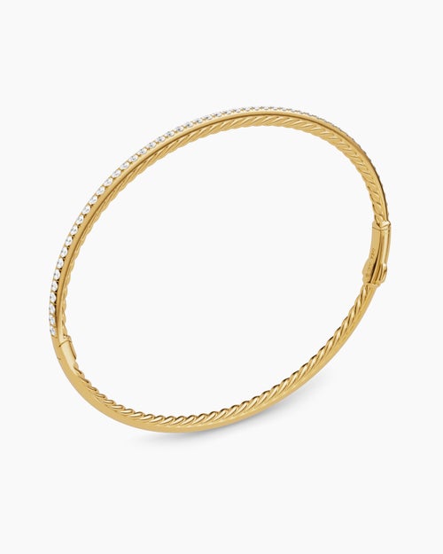 Womens Micro Pavé Bracelet in 18K Yellow Gold with Diamonds, 2mm