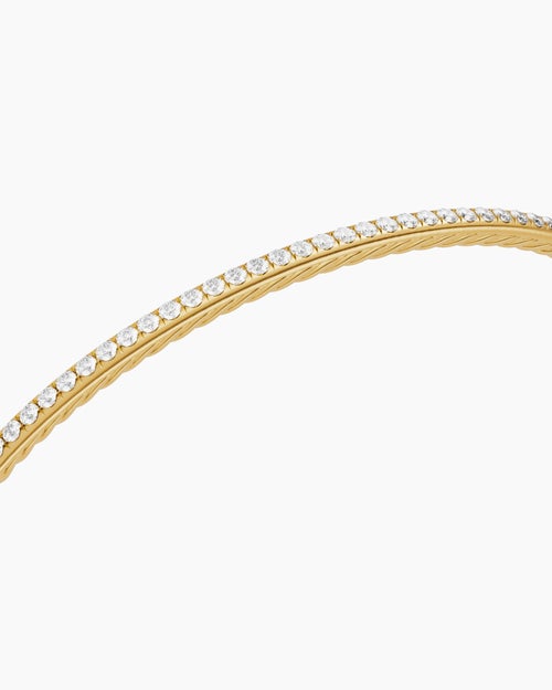Womens Micro Pavé Bracelet in 18K Yellow Gold with Diamonds, 2mm