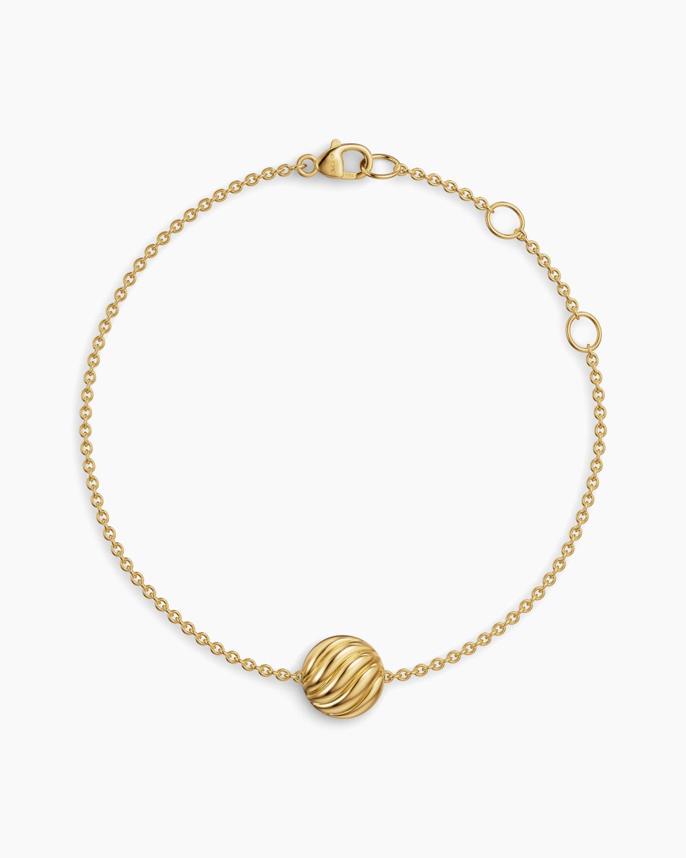 Womens Sculpted Cable Centre Station Chain Bracelet in 18K Yellow Gold, 10mm