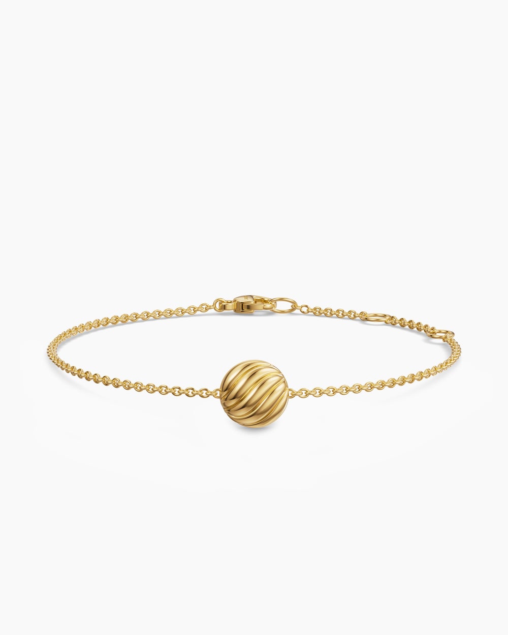 Womens Sculpted Cable Centre Station Chain Bracelet in 18K Yellow Gold, 10mm
