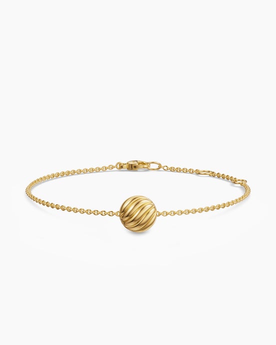 Sculpted Cable Center Station Chain Bracelet in 18K Yellow Gold, 10mm