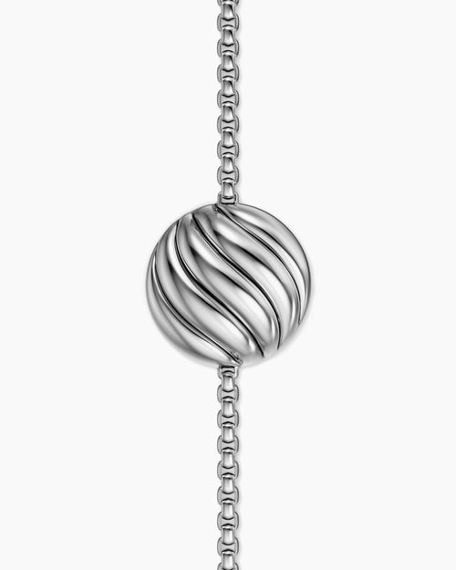 Womens Sculpted Cable Center Station Chain Bracelet in Sterling Silver, 10mm