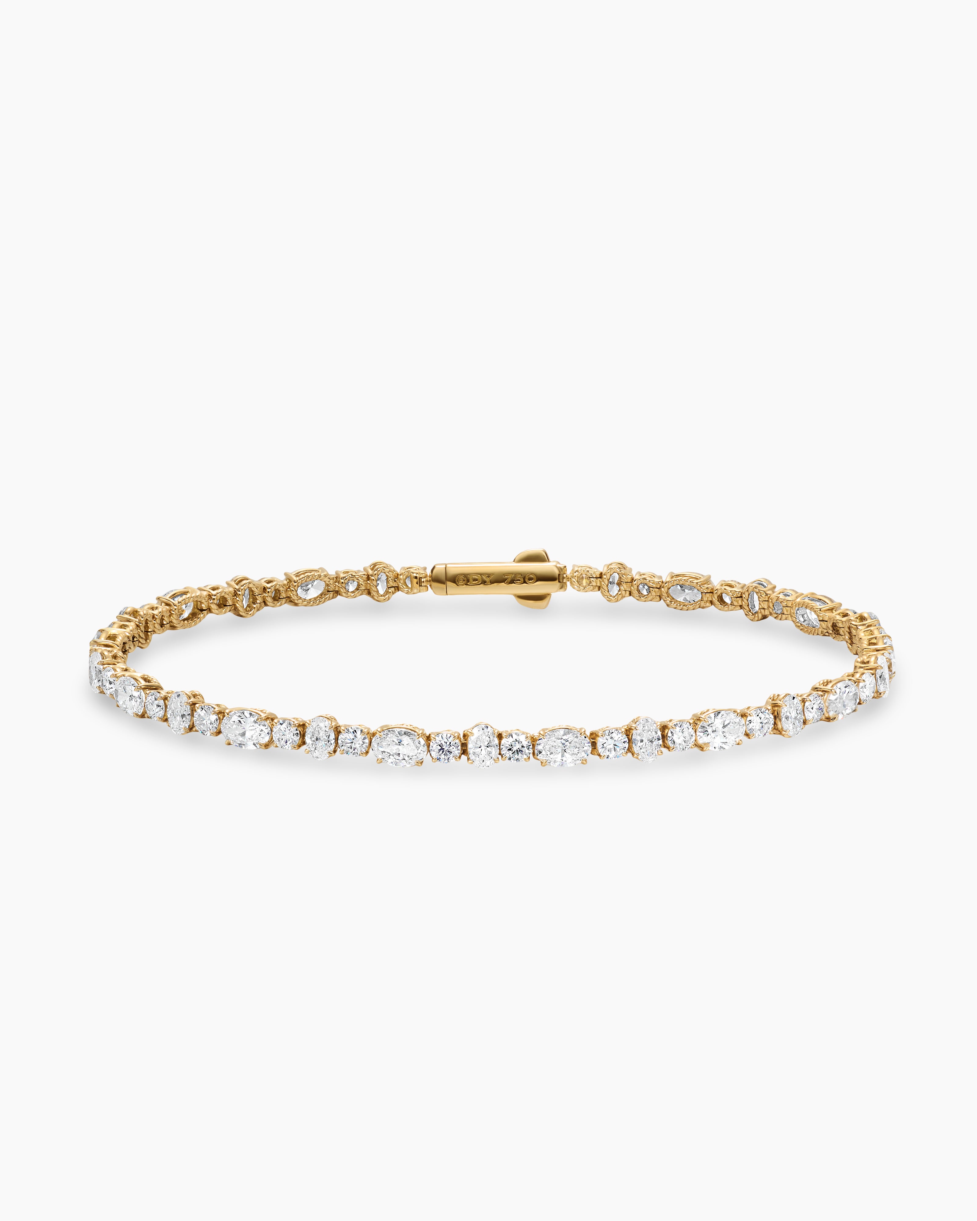 Womens Tennis Bracelet in 18K Yellow Gold with Diamonds, 2.5-4.5mm