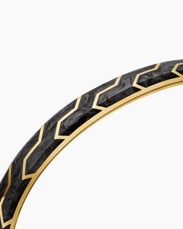 Streamline® Cuff Bracelet in 18K Yellow Gold with Forged Carbon, 8.5mm