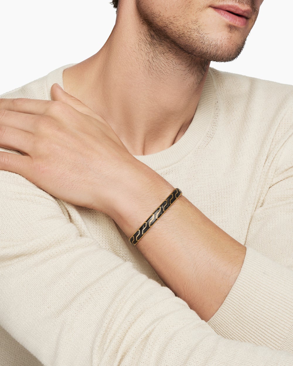 Mens Streamline Cuff Bracelet in 18K Yellow Gold, 8.5mm