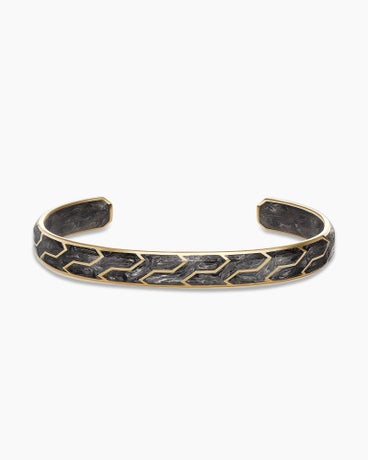 Forged Carbon Cuff Bracelet in 18K Yellow Gold, 8.5mm