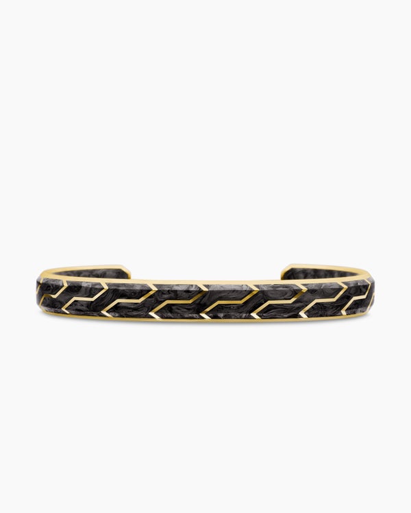 Streamline® Cuff Bracelet in 18K Yellow Gold with Forged Carbon, 8.5mm