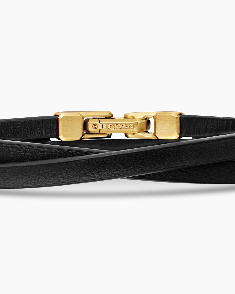Bracelet à enrouler deux fois Streamline® en cuir noir avec or jaune 18 carats, 5,2 mm homme