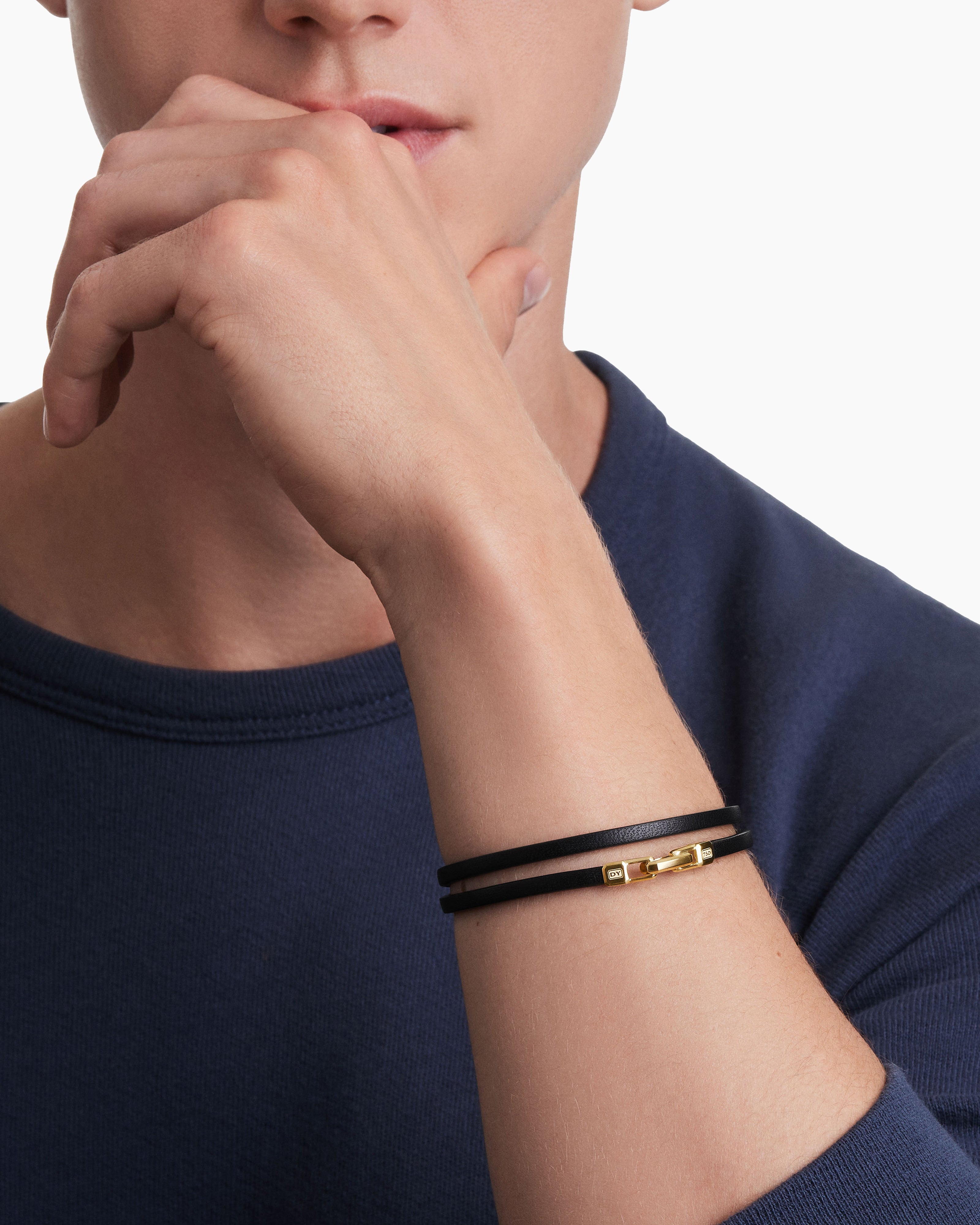 YSL logo leather bracelet in black - Saint Laurent | Mytheresa