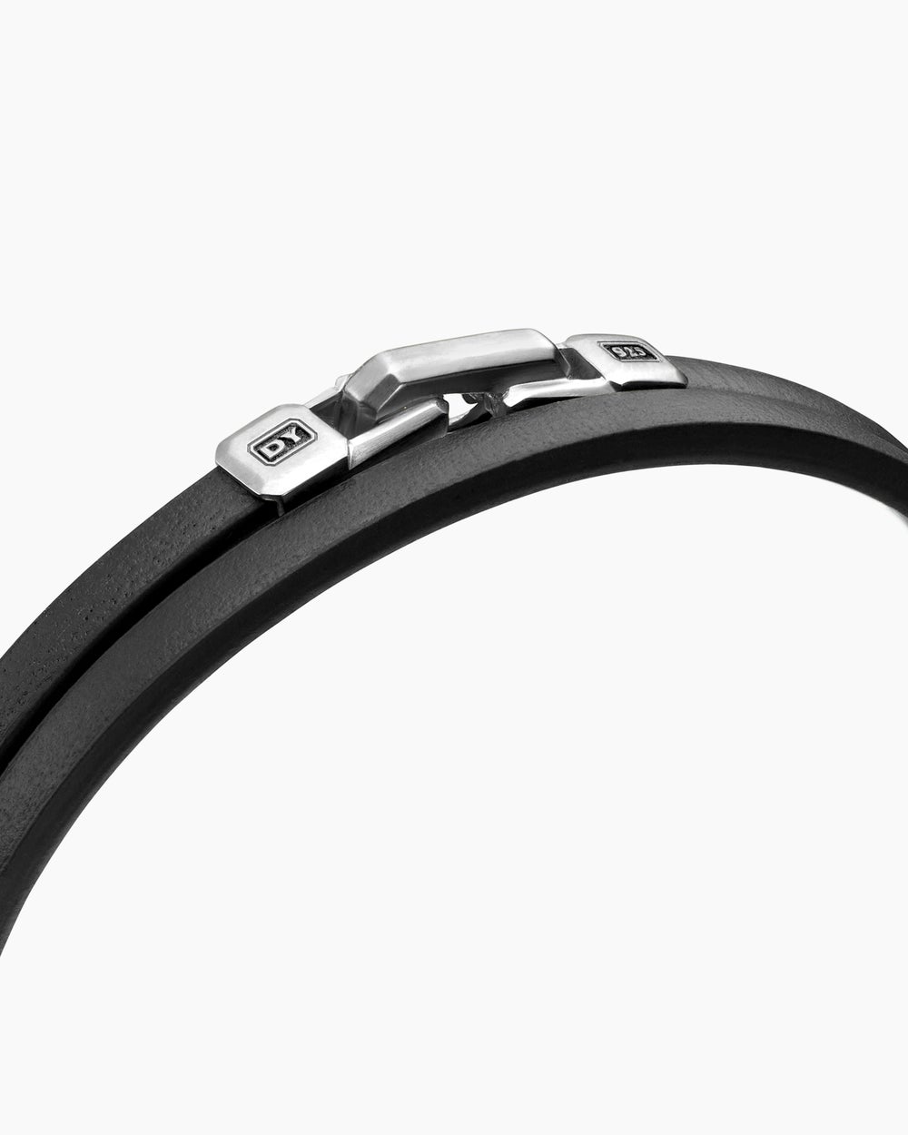 Bracelet à deux tours Streamline en cuir avec argent sterling, 5,2 mm hommes