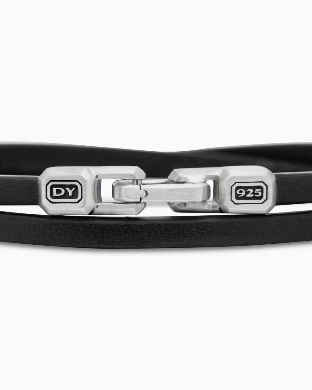 Bracelet à deux tours Streamline en cuir avec argent sterling, 5,2 mm hommes