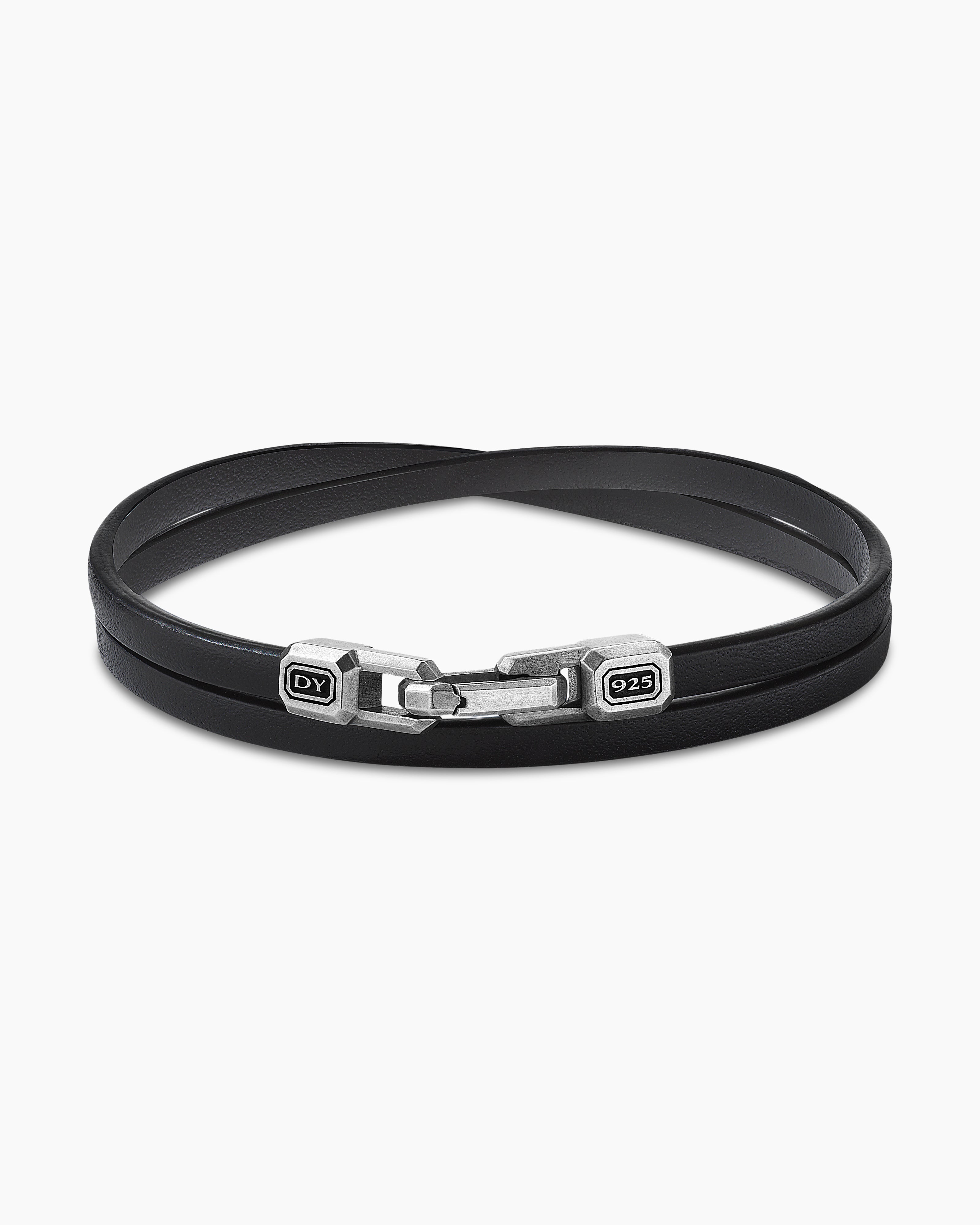 DAVID YURMAN Streamline Double Wrap Black Leather Bracelet