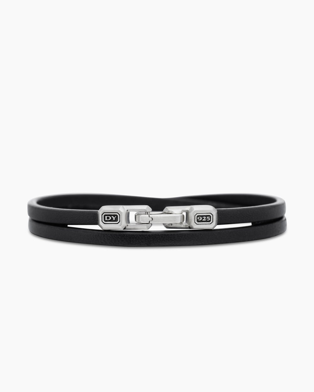 Bracelet à deux tours Streamline en cuir avec argent sterling, 5,2 mm hommes