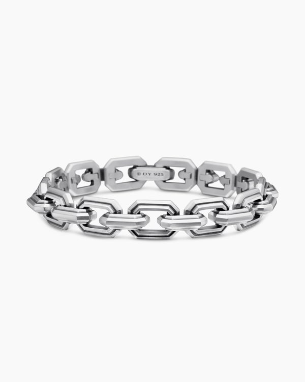 Bracelet à maillons plats Faceted en argent sterling, 11 mm