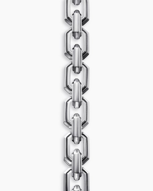 Mens Faceted Flat Link Bracelet in Sterling Silver, 11mm