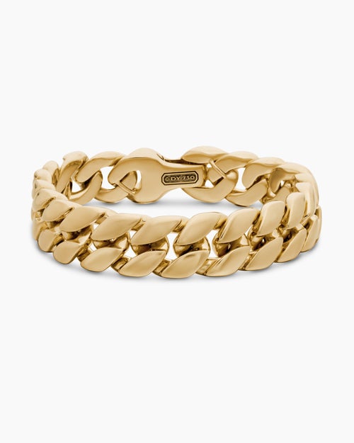 Mens Curb Chain Bracelet in 18K Yellow Gold, 14.5mm