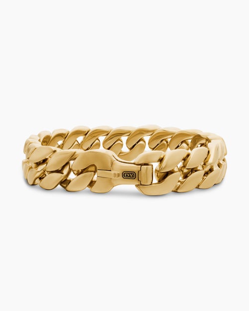 Mens Curb Chain Bracelet in 18K Yellow Gold, 14.5mm