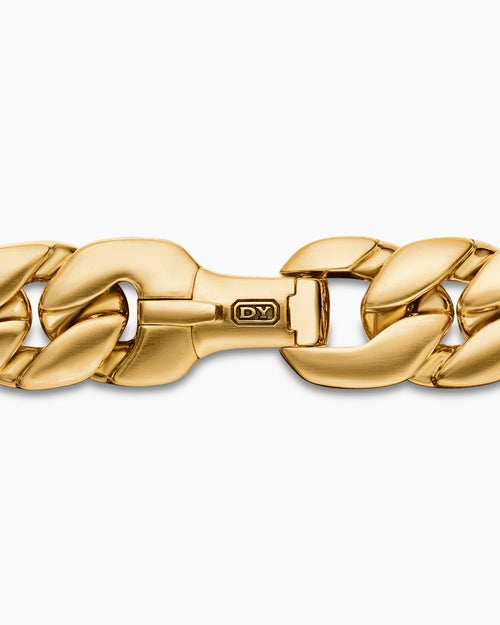 Mens Curb Chain Bracelet in 18K Yellow Gold, 14.5mm