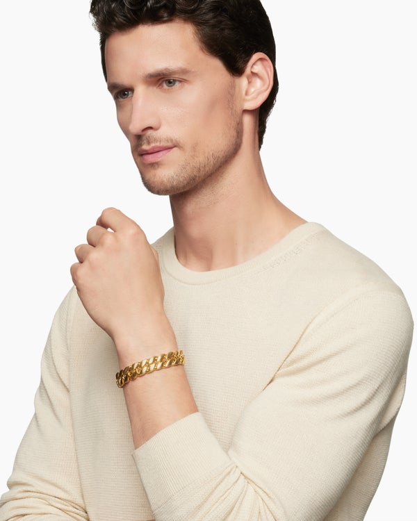 Curb Chain Bracelet in 18K Yellow Gold, 14.5mm