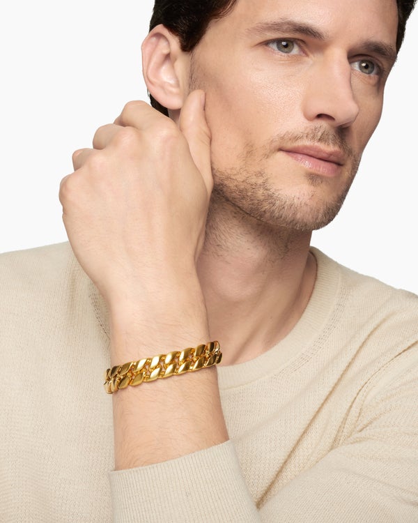 Curb Chain Bracelet in 18K Yellow Gold, 14.5mm