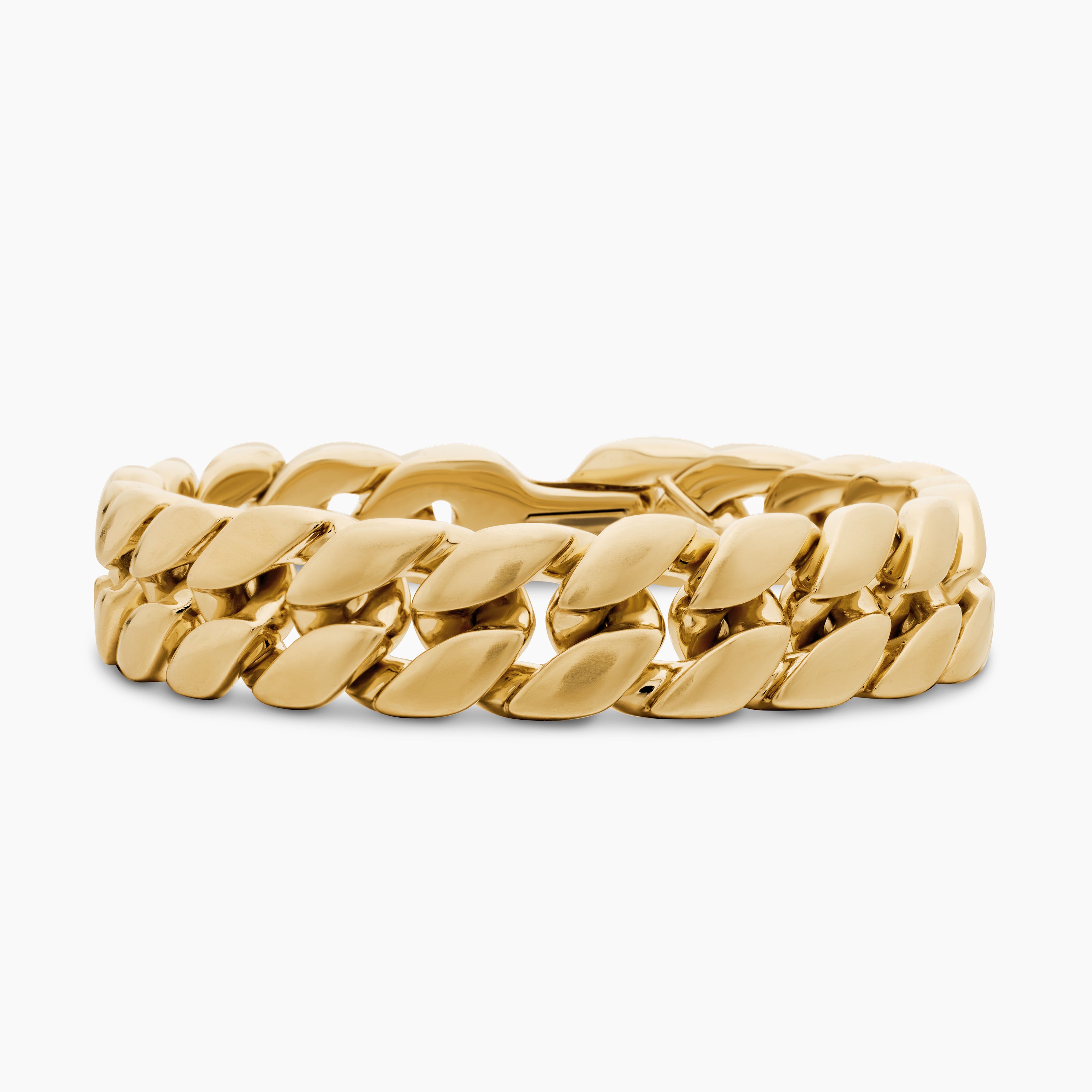 Mens Curb Chain Bracelet in 18K Yellow Gold, 14.5mm