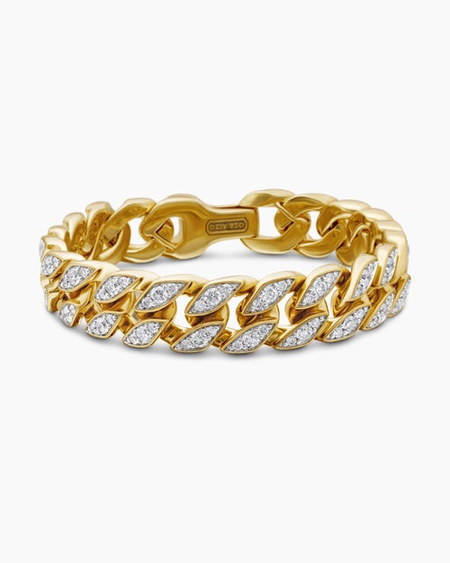 Mens Curb Chain Bracelet in 18K Yellow Gold, 14.5mm