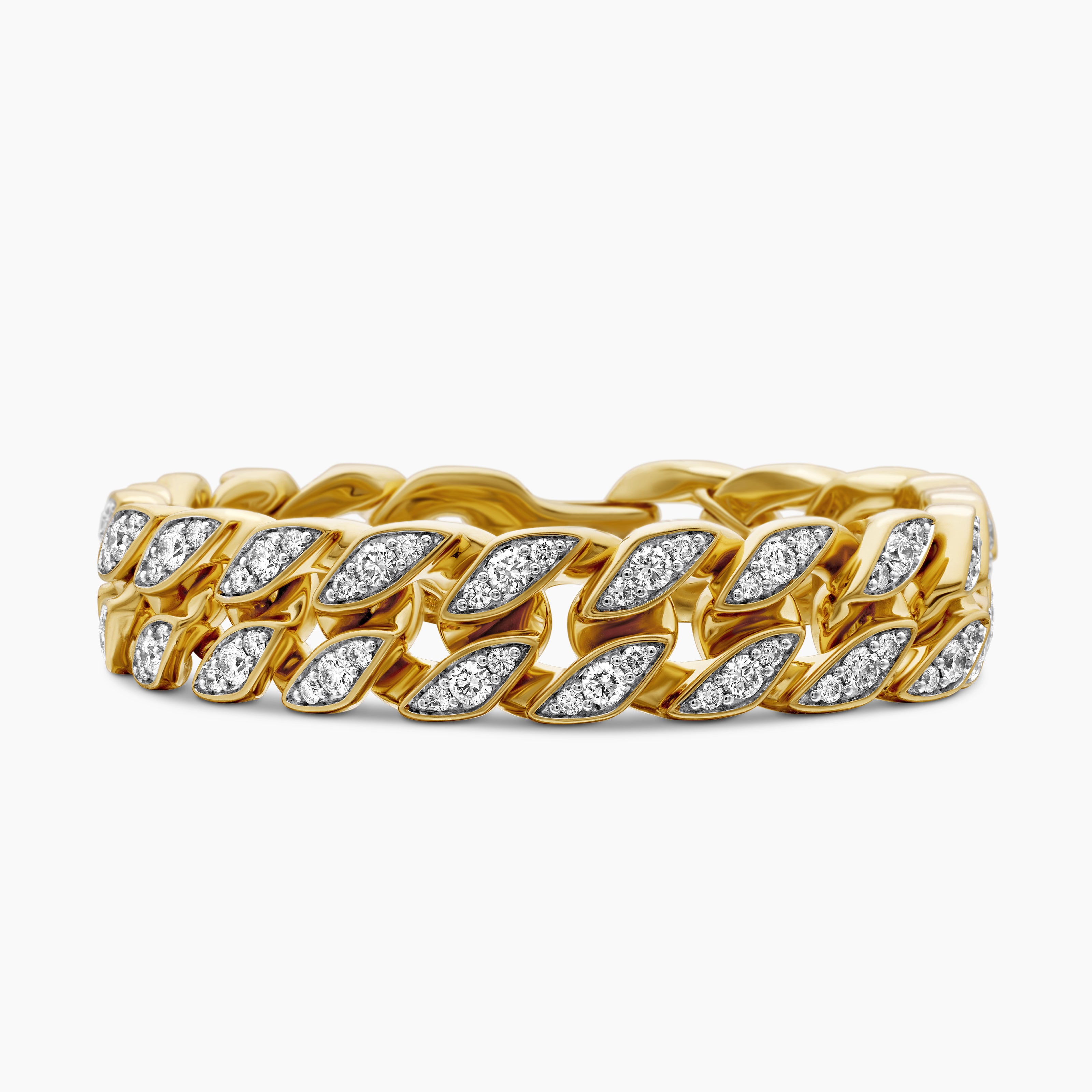 Mens Curb Chain Bracelet in 18K Yellow Gold, 14.5mm