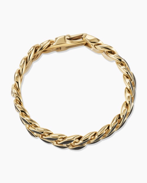 Mens Curb Chain Bracelet in 18K Yellow Gold, 14.5mm