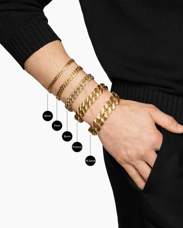 Curb Chain Bracelet in 18K Yellow Gold, 14.5mm