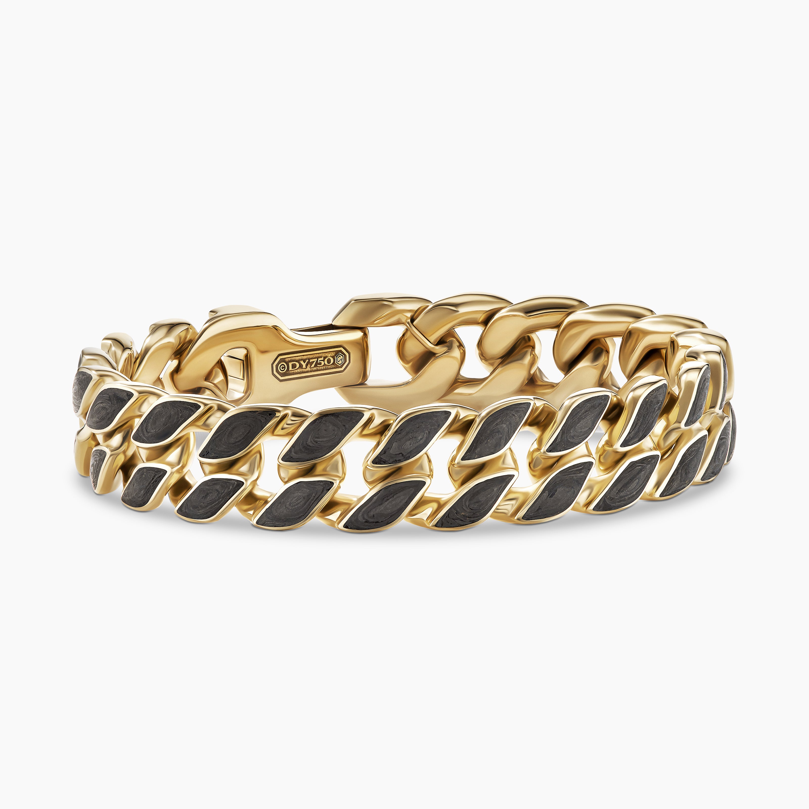 Mens Curb Chain Bracelet in 18K Yellow Gold, 14.5mm