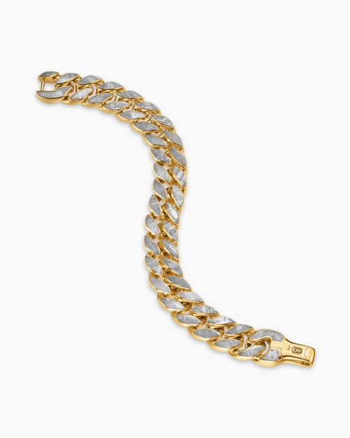Mens Curb Chain Bracelet in 18K Yellow Gold, 14.5mm