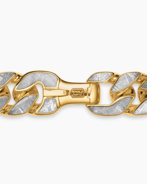 Mens Curb Chain Bracelet in 18K Yellow Gold, 14.5mm