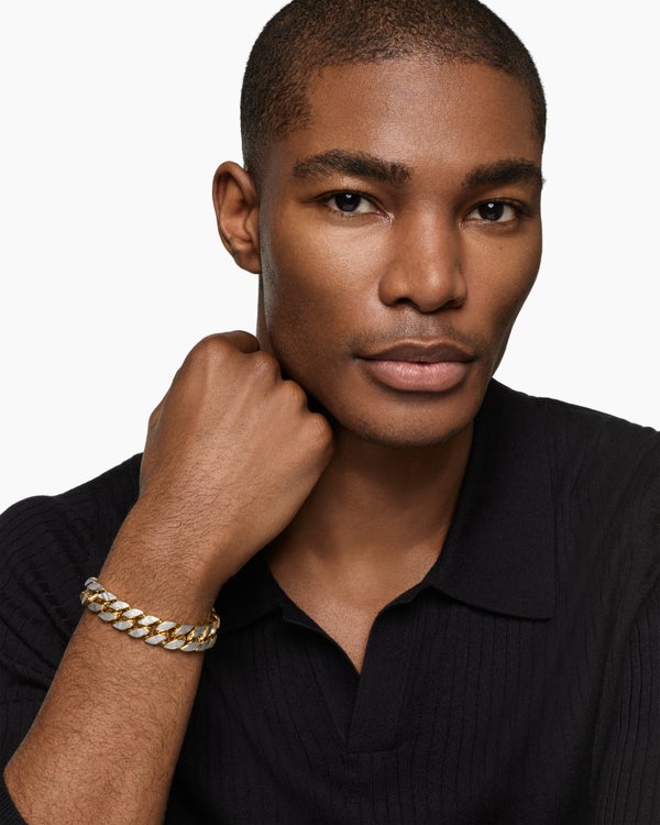 Curb Chain Bracelet in 18K Yellow Gold, 14.5mm