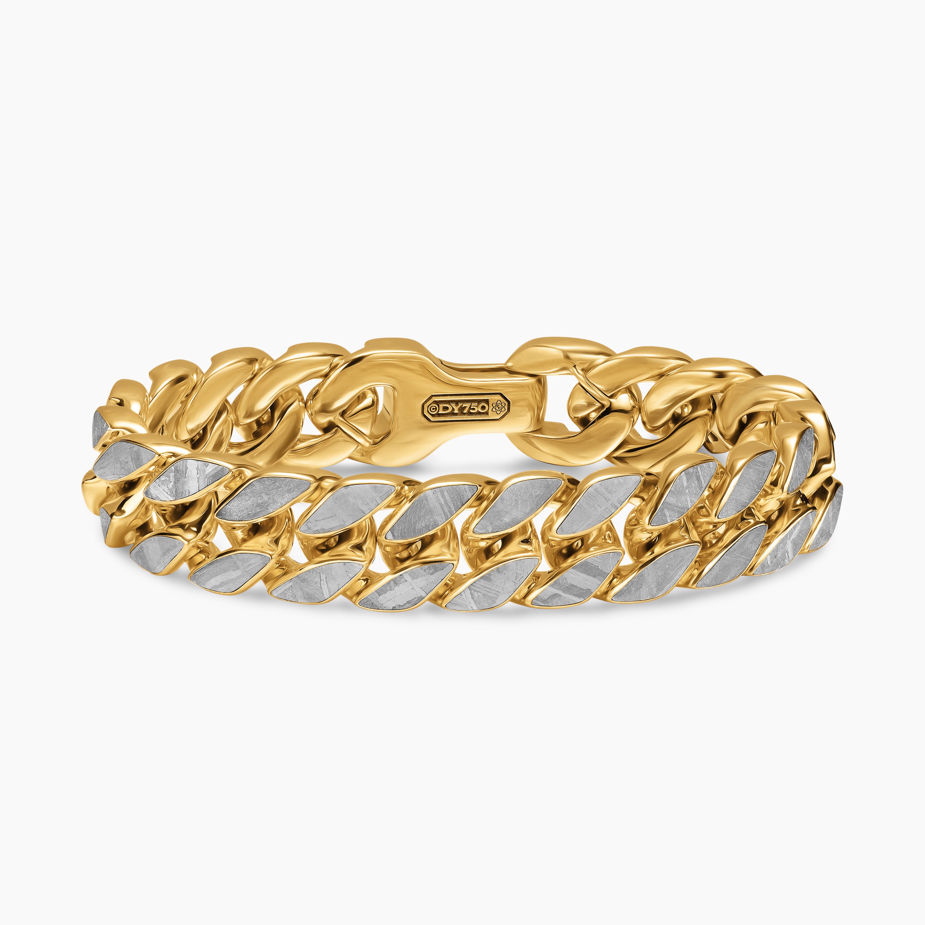 Mens Curb Chain Bracelet in 18K Yellow Gold, 14.5mm