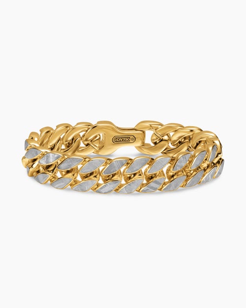 Mens Curb Chain Bracelet in 18K Yellow Gold, 14.5mm