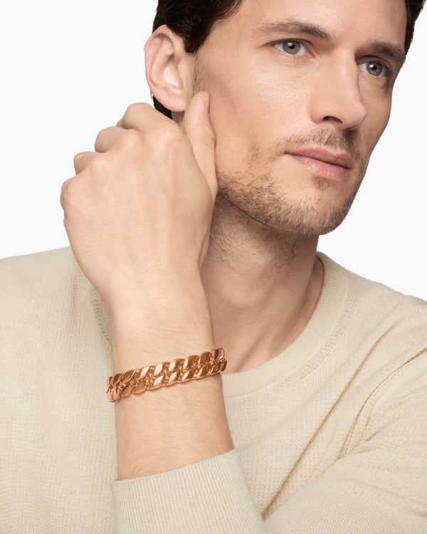 Bracelet chaîne en maille cheval en or rose 18 carats, 14,5 mm