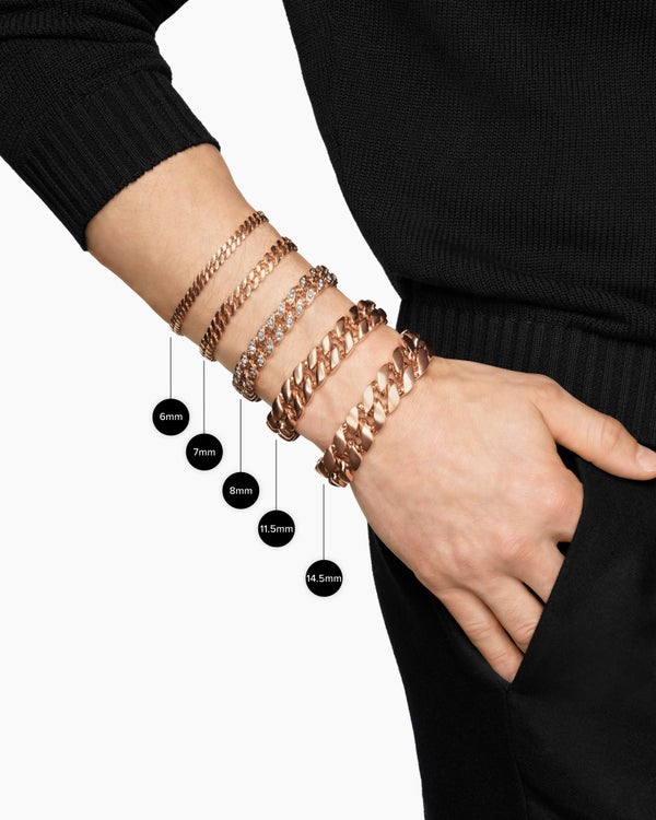 Curb Chain Bracelet in 18K Rose Gold, 14.5mm