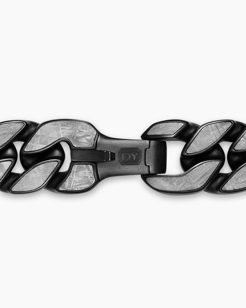 Mens Curb Chain Bracelet in Black Titanium, 14.5mm