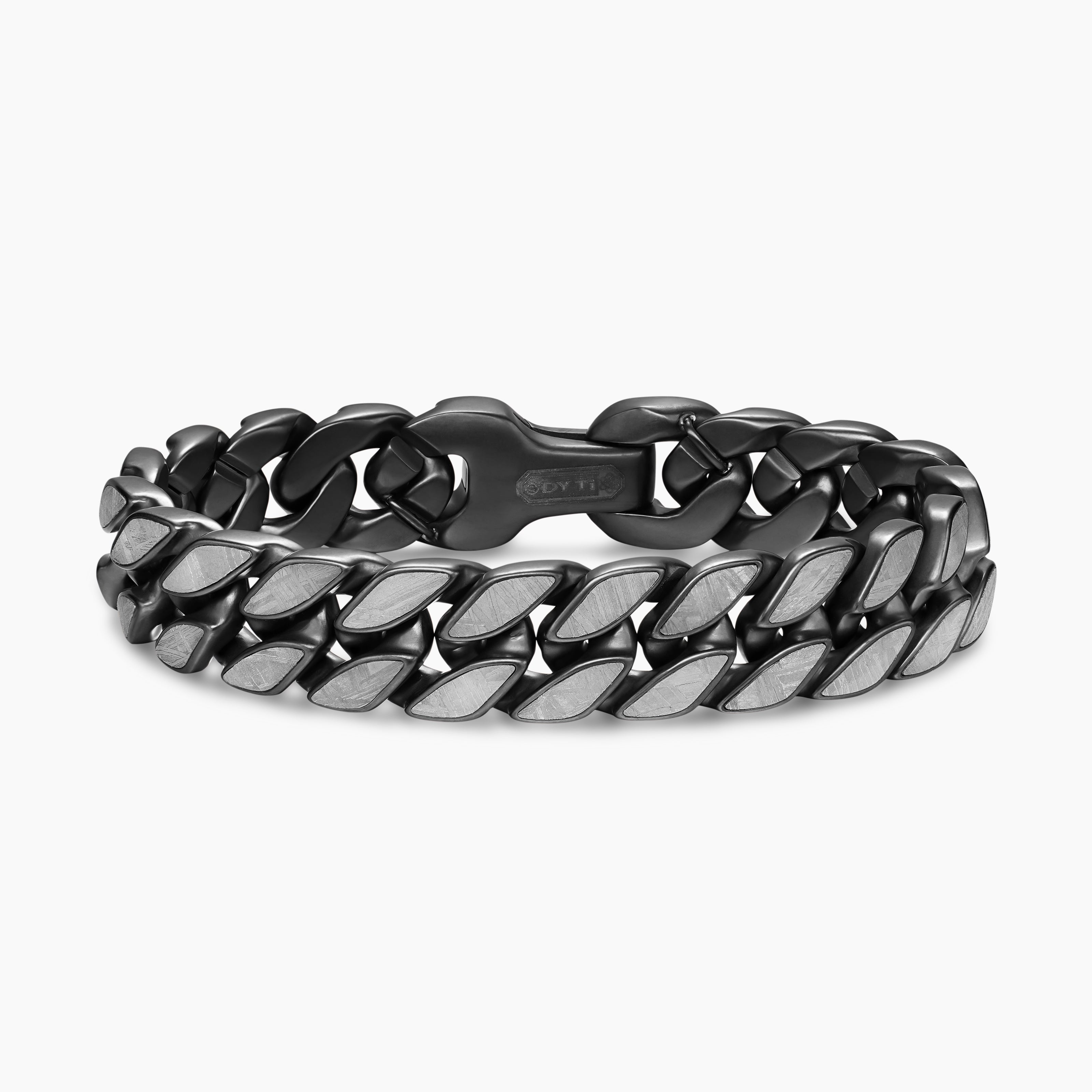 Mens Curb Chain Bracelet in Black Titanium, 14.5mm
