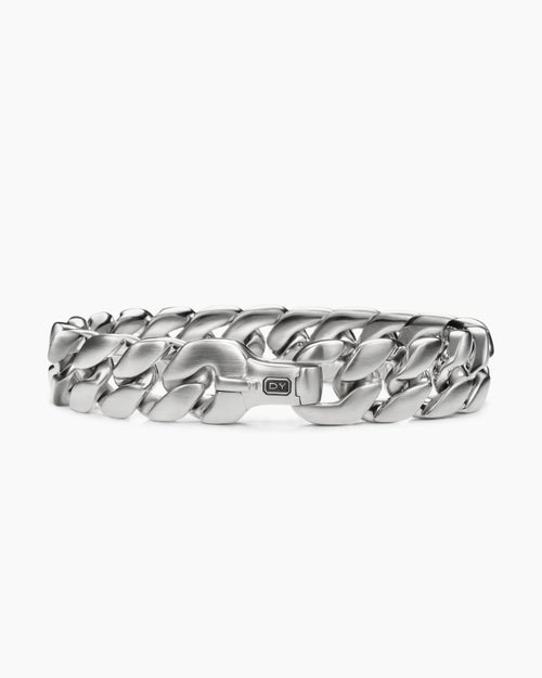 Mens Curb Chain Bracelet in Platinum, 14.5mm