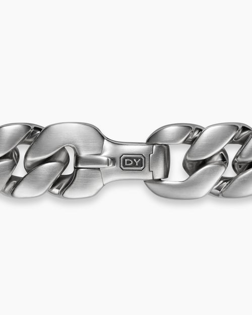 Mens Curb Chain Bracelet in Platinum, 14.5mm