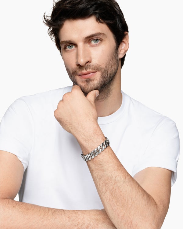 Curb Chain Bracelet in Platinum, 14.5mm