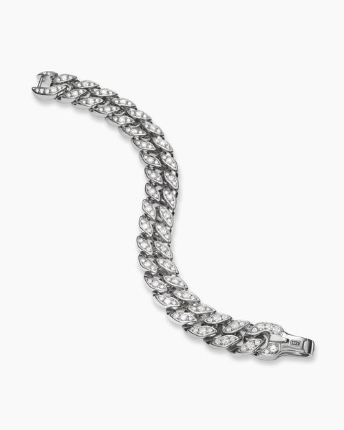 Mens Curb Chain Bracelet in Platinum, 14.5mm