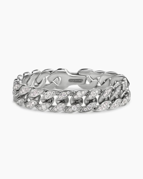 Mens Curb Chain Bracelet in Platinum, 14.5mm