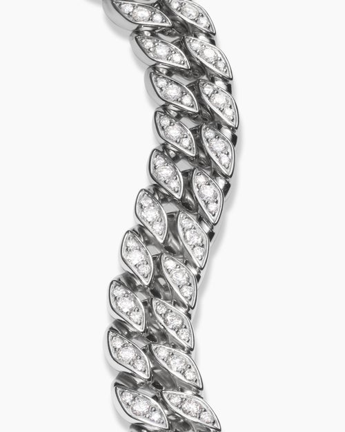 Mens Curb Chain Bracelet in Platinum, 14.5mm