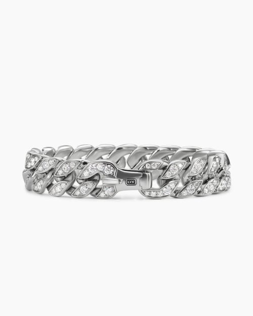 Mens Curb Chain Bracelet in Platinum, 14.5mm