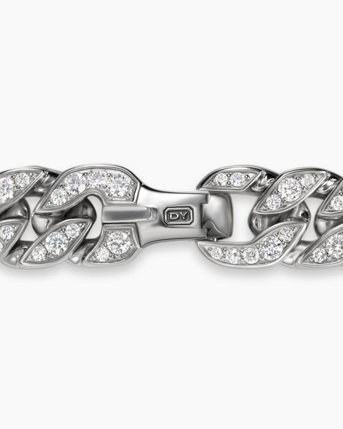 Mens Curb Chain Bracelet in Platinum, 14.5mm